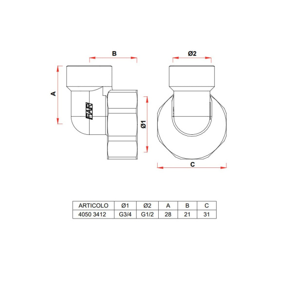 Переходник угловой для коллекторов 3/4"ВР х 1/2"ВР хромированный FAR Переходник угловой для коллекторов 3/4"ВР х 1/2"ВР хромированный FAR