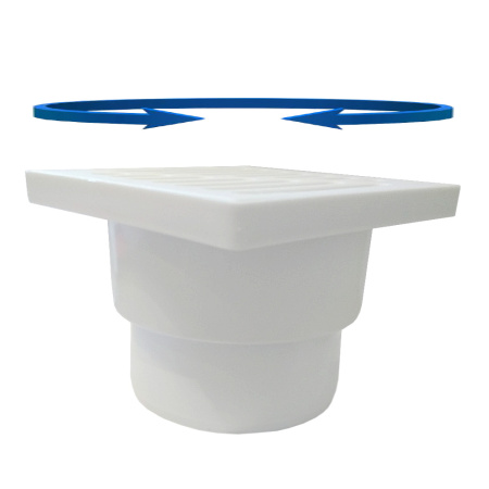 Трап для душа прямой c пластиковой решёткой 150х150 мм Good Work DN 110, белый