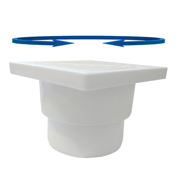 Трап для душа прямой c пластиковой решёткой 150х150 мм Good Work DN 110, белый