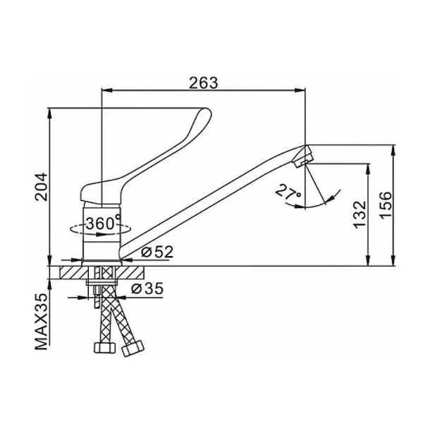 Смеситель для кухни хирургический Frap F4254 хром