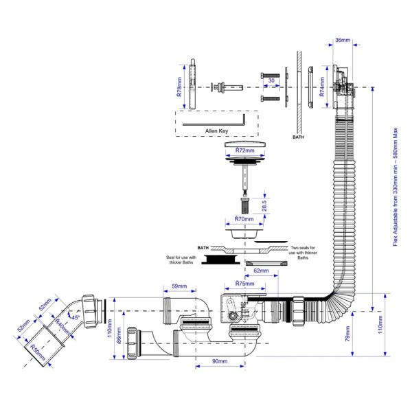 Сифон для ванны автомат McAlpine SLIM MP31SSF-MBBR чёрный с ревизией (40/50 мм) Сифон для ванны автомат McAlpine SLIM MP31SSF-MBBR чёрный с ревизией (40/50 мм)