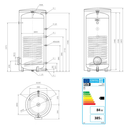 Бойлер косвенного нагрева Reflex Storatherm Aqua AF 400 1M_C белый