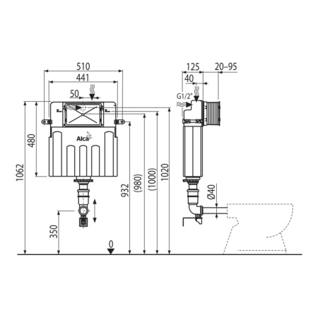 Скрытый бачок с дозатором для унитаза Alcaplast AM112 Basicmodul арт. AM112-0001